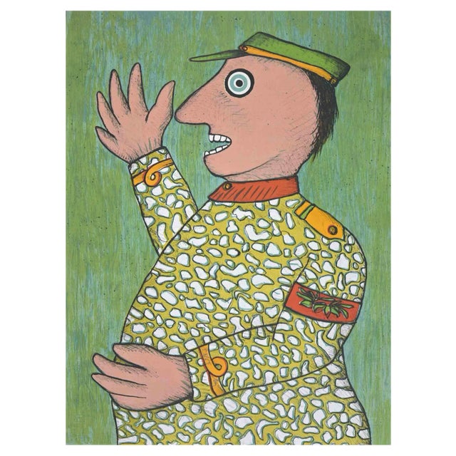 Enrico Baj, The General, Lithograph, 1974 For Sale