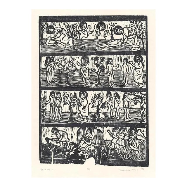 1998 Francesca Pitto Genesis Woodblock Print For Sale