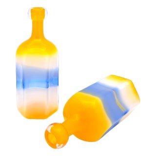 Polychrome Murano Glass Bottles from Manifattura Di Murano, 1980s, Set of 2 For Sale