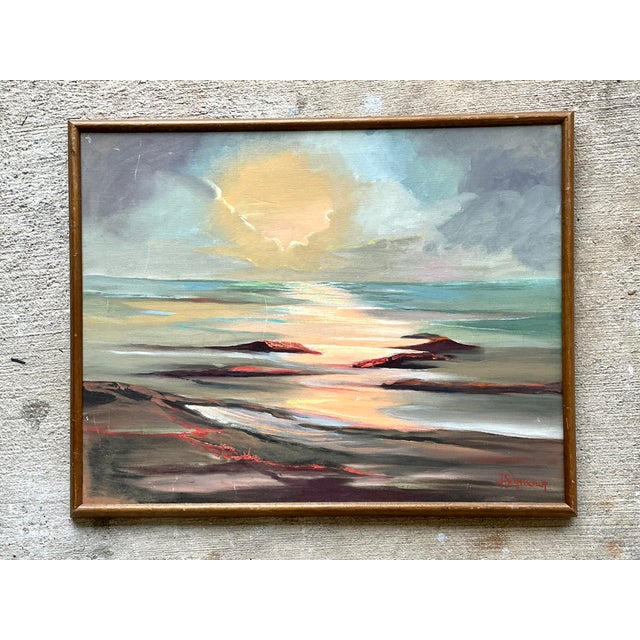 Vintage Framed Seascape Oil Painting For Sale - Image 4 of 12