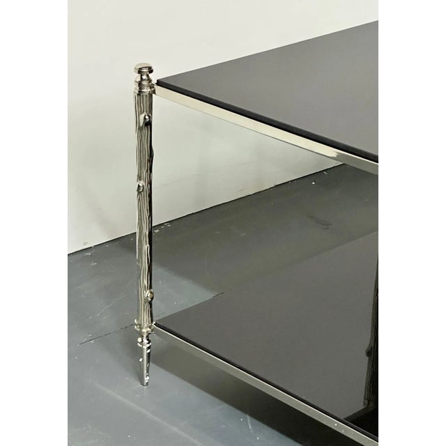 Metal Modern Two Tier Maison Bagues Style Coffee / Low Table, Black Granite For Sale - Image 7 of 13