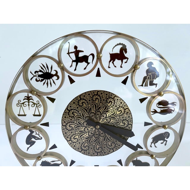 Vintage Zodiac Theme Desktop Clock, 1950s For Sale - Image 4 of 8