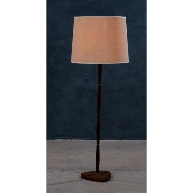 Mid-Century Danish Rosewood & Brass Floor Lamp, 1960s For Sale - Image 6 of 12