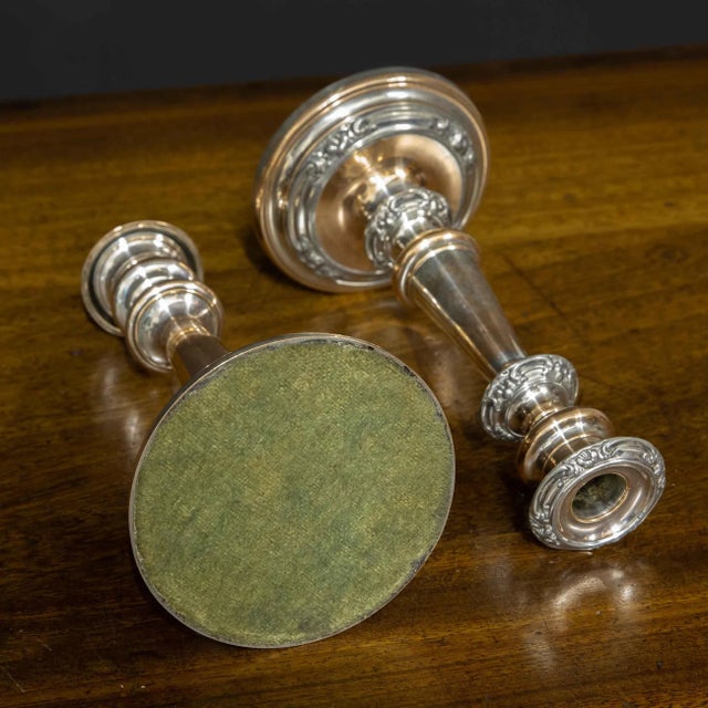 Victorian Sheffield Plate Candlesticks, Set of 2 For Sale - Image 3 of 12