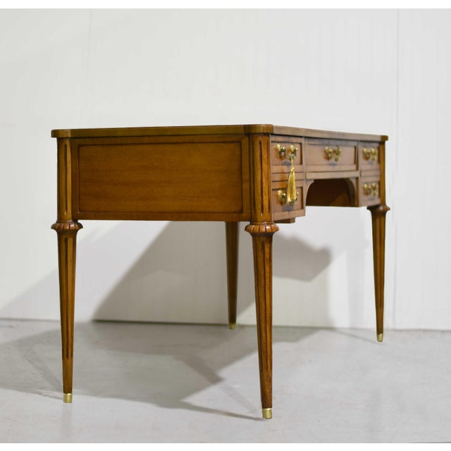 1970s Louis Style Black Leather Top Writing Desk or Vanity For Sale In Chicago - Image 6 of 14