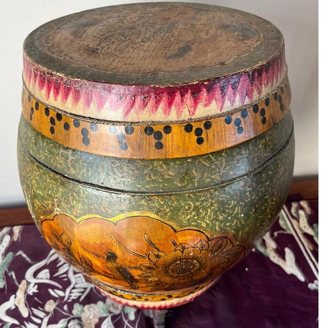 Late 19th Century Antique Chinese Wood Rice Barrel & Double Happiness Stand - 19th C. Qing - 18" For Sale - Image 5 of 15