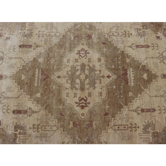 Textile Indian Floral Medallion Oushak Area Rug by Keivan Woven Arts For Sale - Image 7 of 11