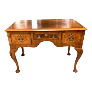 Mid 18th Century Antique English Burl Walnut Queen Anne Style Writing Desk