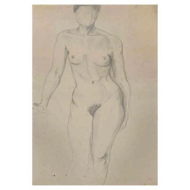 Jean Delpech, Nude, Original Pencil Drawing, Mid-20th Century For Sale