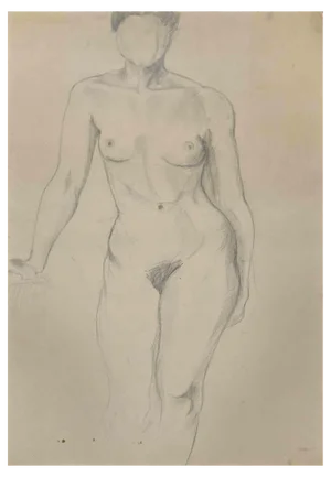 Jean Delpech, Nude, Original Pencil Drawing, Mid-20th Century