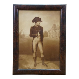 Antique Napoleon Bonaparte 1769-1821 First Consul at Malmaison Print Burl Frame For Sale