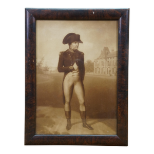 Antique Napoleon Bonaparte 1769-1821 First Consul at Malmaison Print Burl Frame