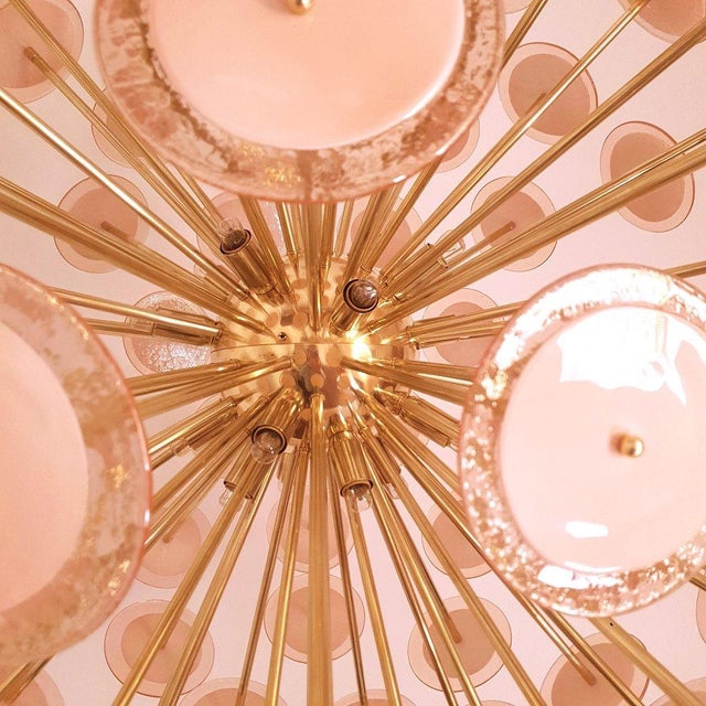 Large Pink Murano Glass Sputnik Chandelier 1980s. For Sale - Image 11 of 12