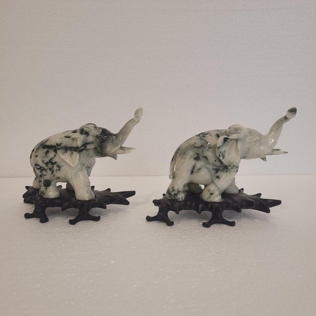 Vintage French Elephant Paperweights in Veined Marble, 1980s, Set of 2 For Sale - Image 6 of 18