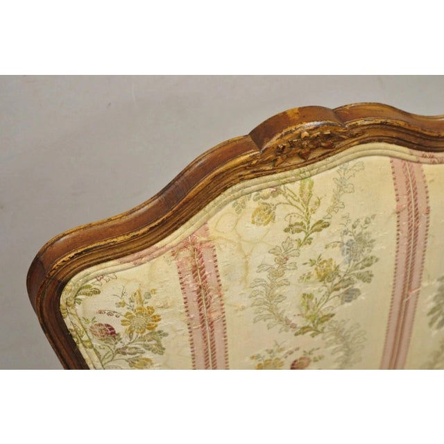 Mid 20th Century Vintage French Louis XV Style Small Boudoir Accent Side Chair W/ Pink Stripes For Sale - Image 5 of 12