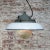 Vintage Industrial White Enamel, Cast Iron & Holophane Glass Pendant Light For Sale - Image 6 of 8