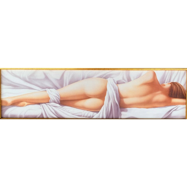 This is a lovely art print on canvas of a reclining nude in an ornate gilt frame. It was acquired from the gallery in...