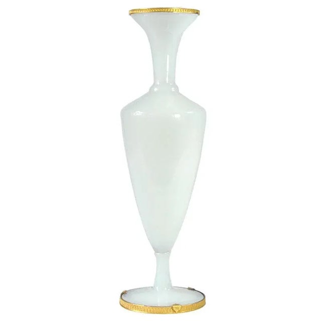 French Opaline Glass Ormolu Vase, 1950s. For Sale - Image 10 of 10