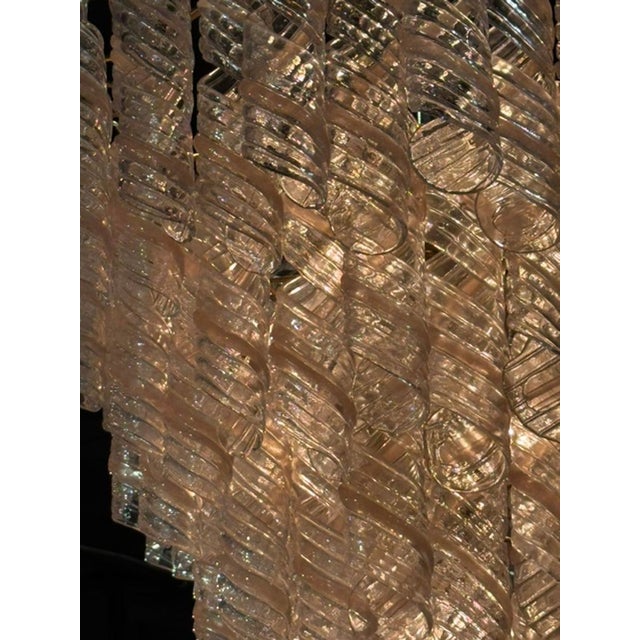Early 21st Century Vintage Murano Clear and Blush Spiral Glass Waterfall Chandelier For Sale - Image 5 of 5