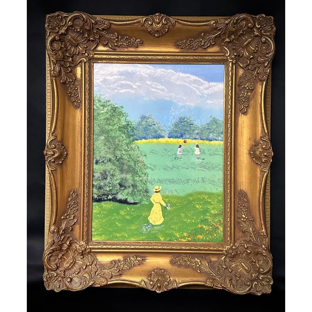 Vintage Large Enamel Painting on Copper Framed Signed Jordon For Sale - Image 9 of 9