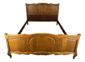 Louis XV French Oak Double Bed