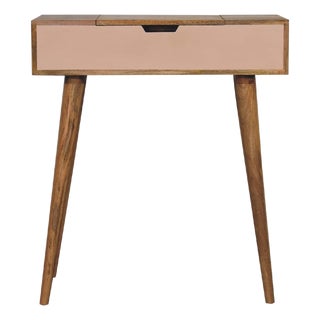 Blush Accent Dressing Table With Mirror and Storage For Sale