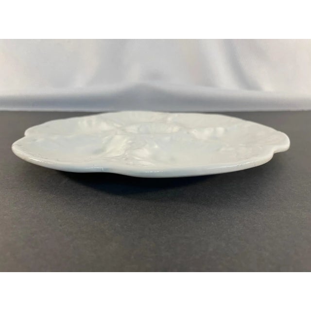 Mid 20th Century French Gien White Oyster Plate For Sale - Image 6 of 12
