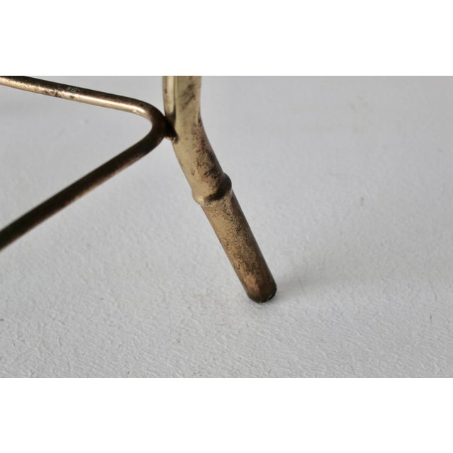 Metal Vintage 1970s George Koch Gold Finish Faux Bamboo Vinyl Padded Swivel Vanity Stool Hollywood Regency For Sale - Image 7 of 16