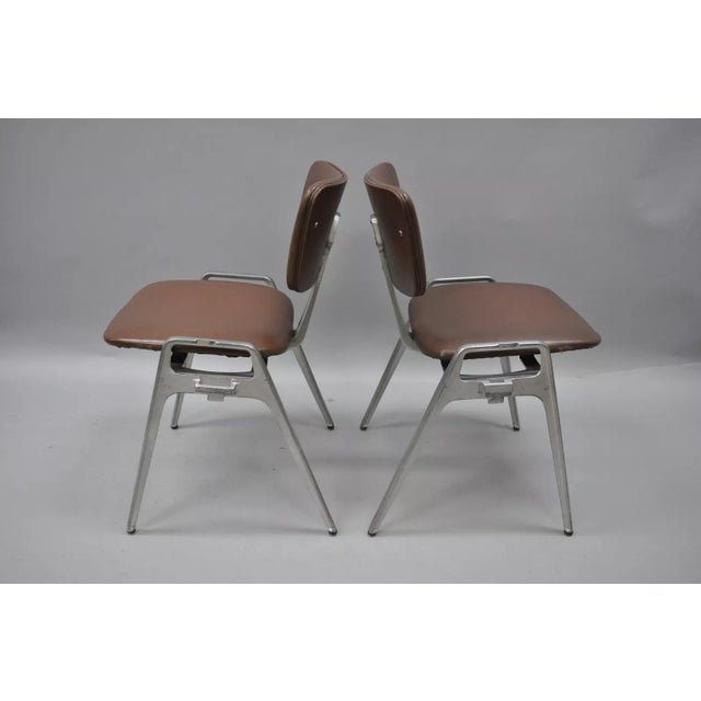 Mid 20th Century Mid Century Modern Cast Aluminum Stacking Side Chairs by Crucible- a Pair For Sale - Image 5 of 11