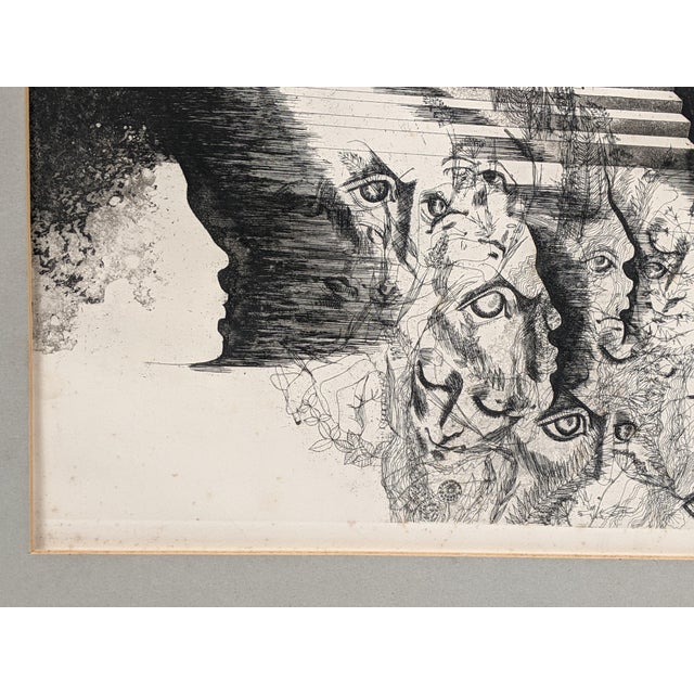 Original Pencil Signed Surrealist Etching on Paper, Dreamlike Symbolist Composition, Mid-20th Century For Sale - Image 11 of 18