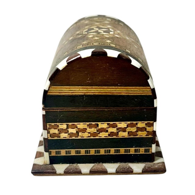 Wood 1910s Moorish Style Spanish Inlaid Box With Mother of Pearl and Bone For Sale - Image 7 of 9