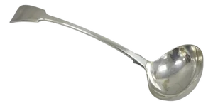 Antique English Victorian Daniel & Arter Fiddle Pattern Silver Plated Soup Ladle