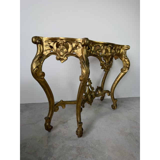 Hollywood Regency Vintage Italian Hollywood Regency Style Carvedwood Console Table Base – No Top For Sale - Image 3 of 12