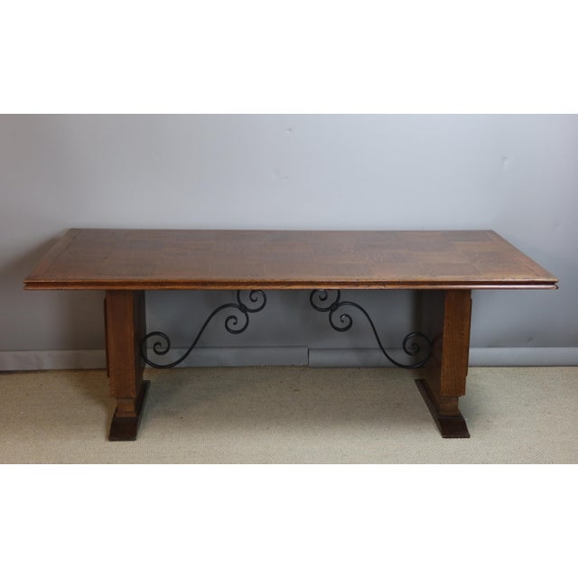 Wood Large Art Deco Oak Table, 1930s For Sale - Image 7 of 16