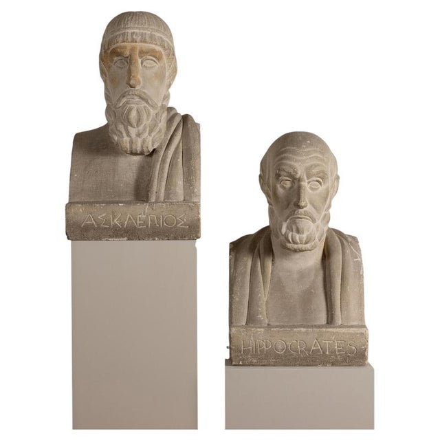 French School, Asclepius and Hippocrates, 1890, Stone, Set of 2 For Sale - Image 9 of 9