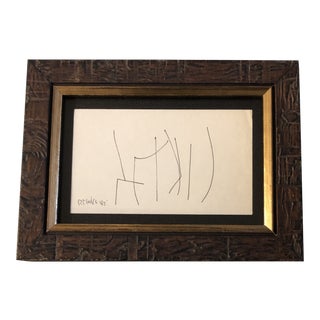 Original Vintage Robert Cooke Miniature Abstract Ink Drawing Framed For Sale
