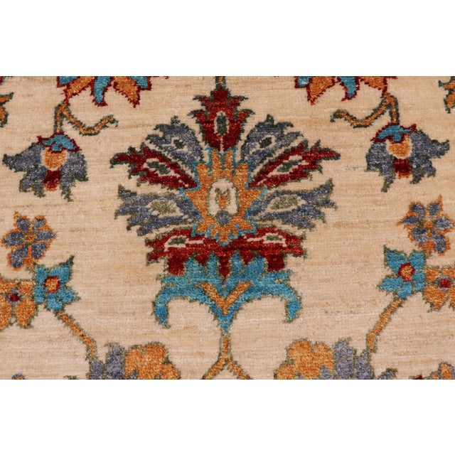 Shabby Chic Ziegler Beige/Red Wool Runner Rug- 2'2'' X 5'0'' For Sale - Image 4 of 10