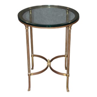 Brass Directoire Style Glass Top End Table For Sale