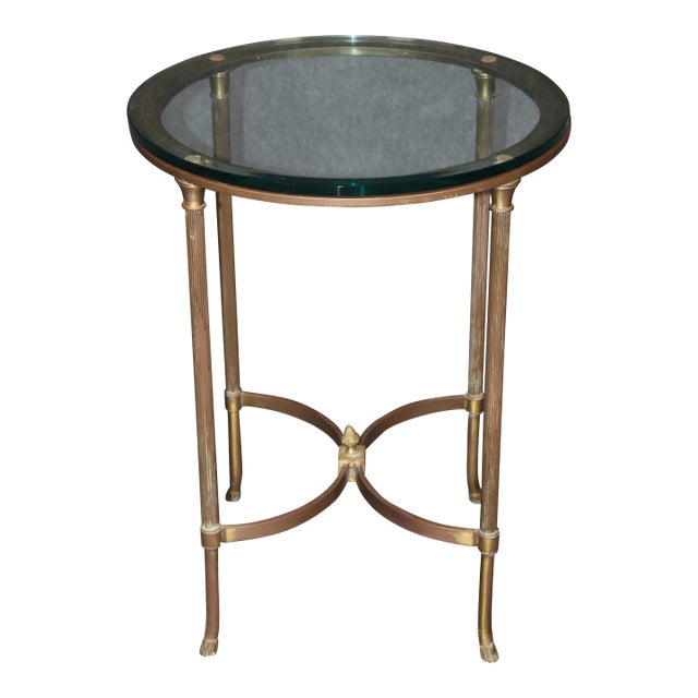 Brass Directoire Style Glass Top End Table For Sale