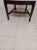 One Antique Wood Frame Armchair Fabric Upholstered Seat Dark Tone For Sale - Image 4 of 6