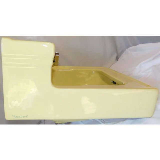 1957 Vintage "Standard" Companion Manchu Yellow Porcelain Sink With Chrome Legs ~Nice~ For Sale - Image 10 of 18