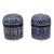 Mid 20th Century Moroccan Blue Fez-Ceramic Lidded Jars- 2 Pieces For Sale