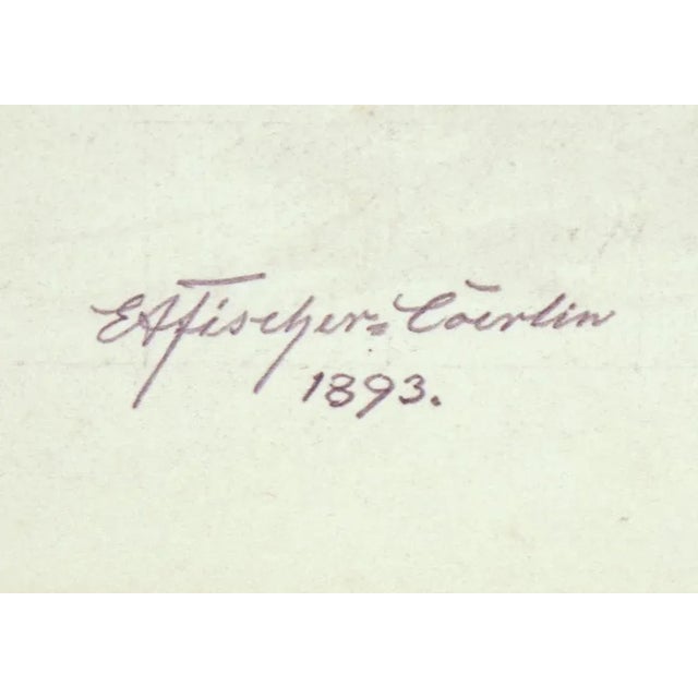 Ernst Albert Fischer-Cörlin, Feeding of the Kitten, 1893, Pencil Drawing For Sale - Image 4 of 5