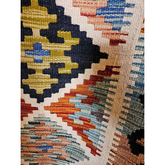 Afghan Handwoven Kilim Rug in Wool For Sale - Image 4 of 8