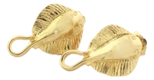 14k Yellow Gold Sting Ray Fish Stud Earrings