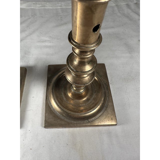 Antique 17th Century Pair of Dutch Bronze Candlesticks. For Sale In West Palm - Image 6 of 12