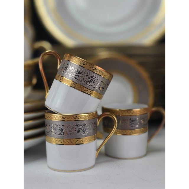 Gilt and Platinum Plaisance Service by Raynaud Limoges for Céralène, Set of 65 For Sale - Image 11 of 14