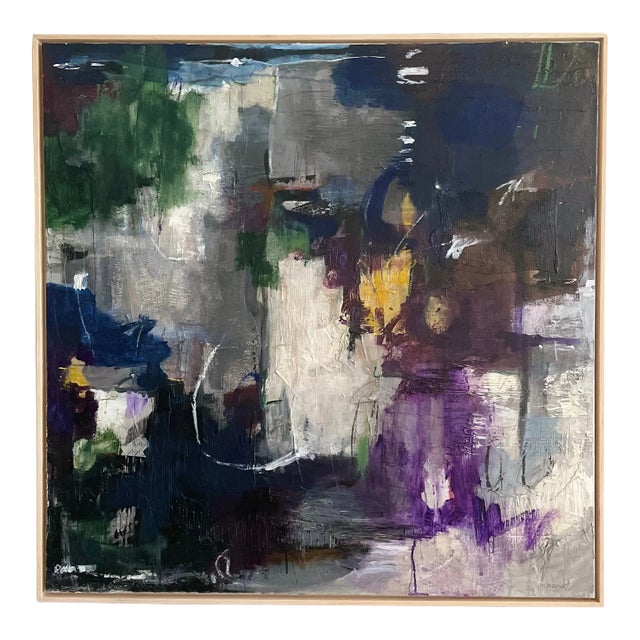 Large Contemporary Abstract Expressionist Painting in Jewel Tones "Resolution" by Michele Zuzalek For Sale