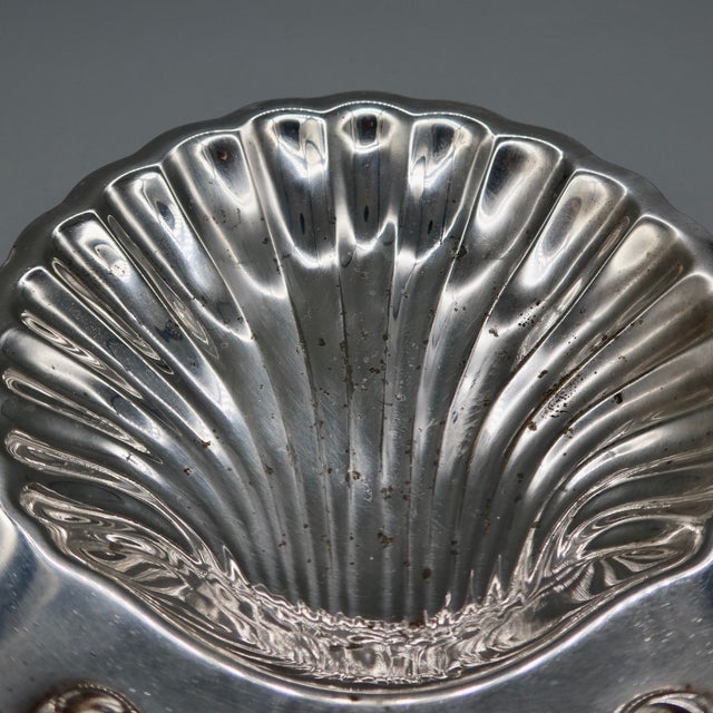 Vintage Silverplate Footed Shell Dish — Scalloped Clam Shell Serving Dish For Sale - Image 9 of 9