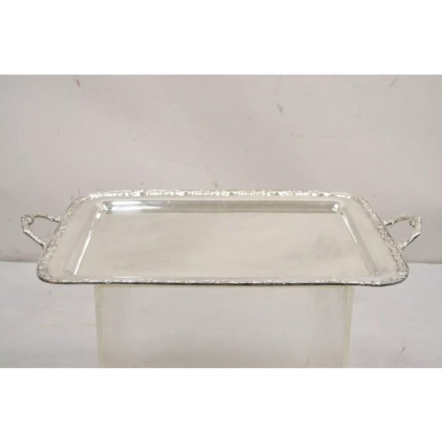 Vintage WA Rogers Victorian Rose 992 Silver Plated Serving Platter Tray. Circa Mid 20th Century. Measurements: 2" H x...